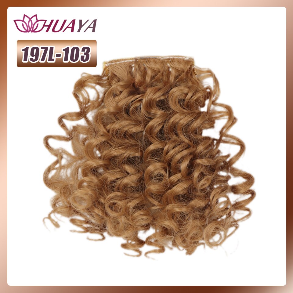 HUAYA Synthetic Puff Afro Bun African American Kinky Curly Clip Extension Girl Updo Chignon Drawstring Hairpiece: 197L-103