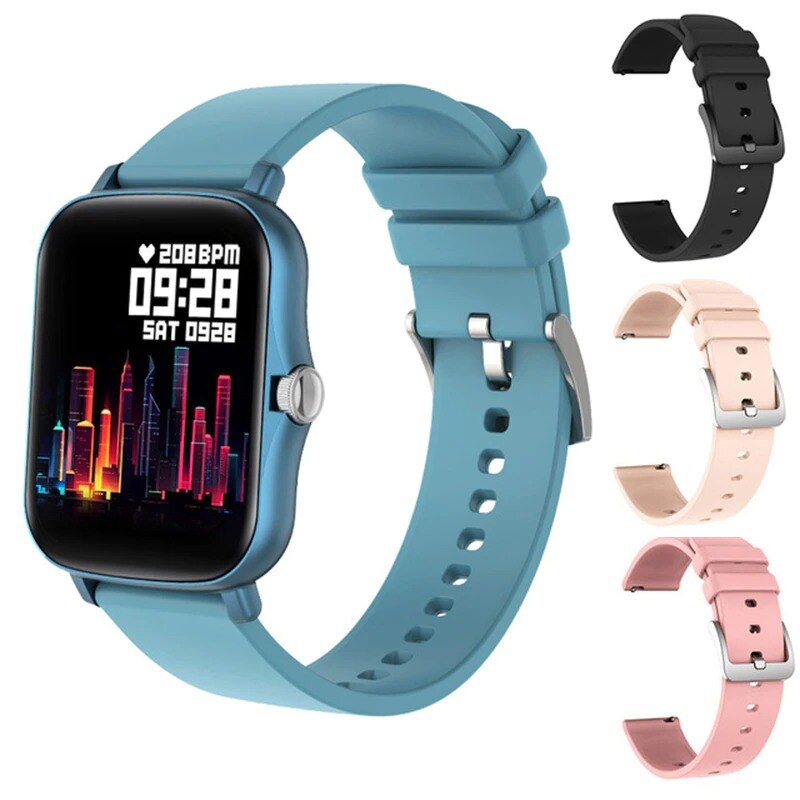 Reloj inteligente Y20 P8 Plus para hombre y mujer, dispositivo completamente táctil de 1,7 pulgadas, resistente al agua IP67, GTS 2, Android e IOS: add 3 strap C