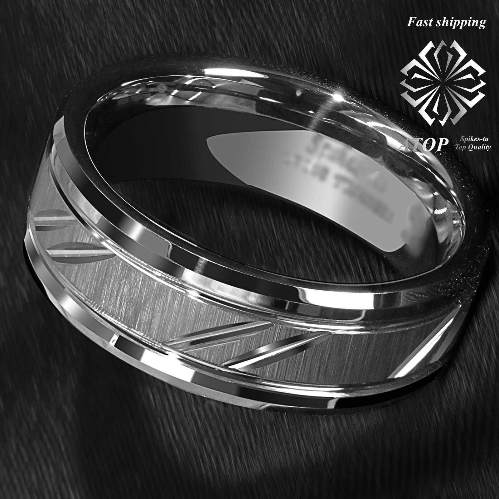 Bague en carbure de tungstène, 8mm, feuille d'argent, Style brossé, bijoux de mariée sommet