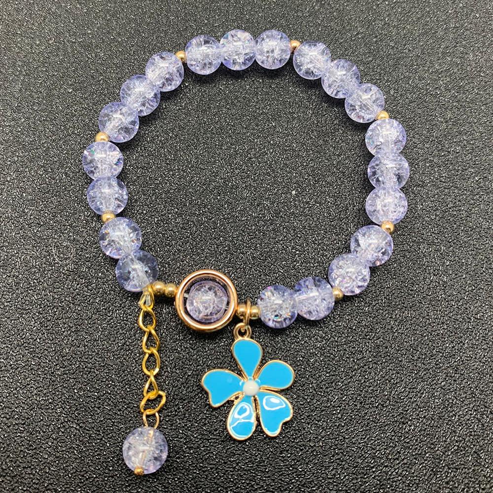 Bohemian Handmade Blume Form Lange Quaste Glas Armband Seld Baumeln Sets Frauen Multi Farbe Armbänder Schmuck Weihnachten: Purple Flower B