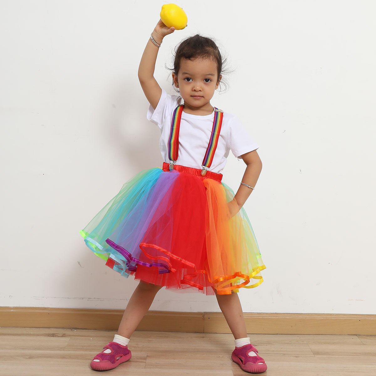Familie Ouder-kind Meisjes Pak Puff 5 Lagen Tutu Tule Rok Voor Party Dance Kinderen Volwassen Regenboog Bretels gaas Rok
