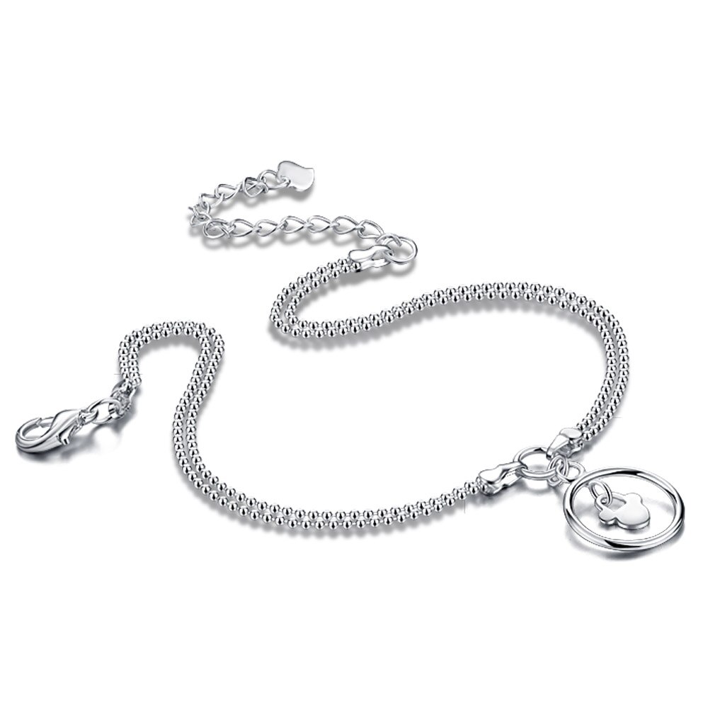 Schlichtes damen-fußkettchen aus massivem sterlingsilber mit 925 kettengliedern, personalisierbar, im boho-stil, ideal für brautjungfern.