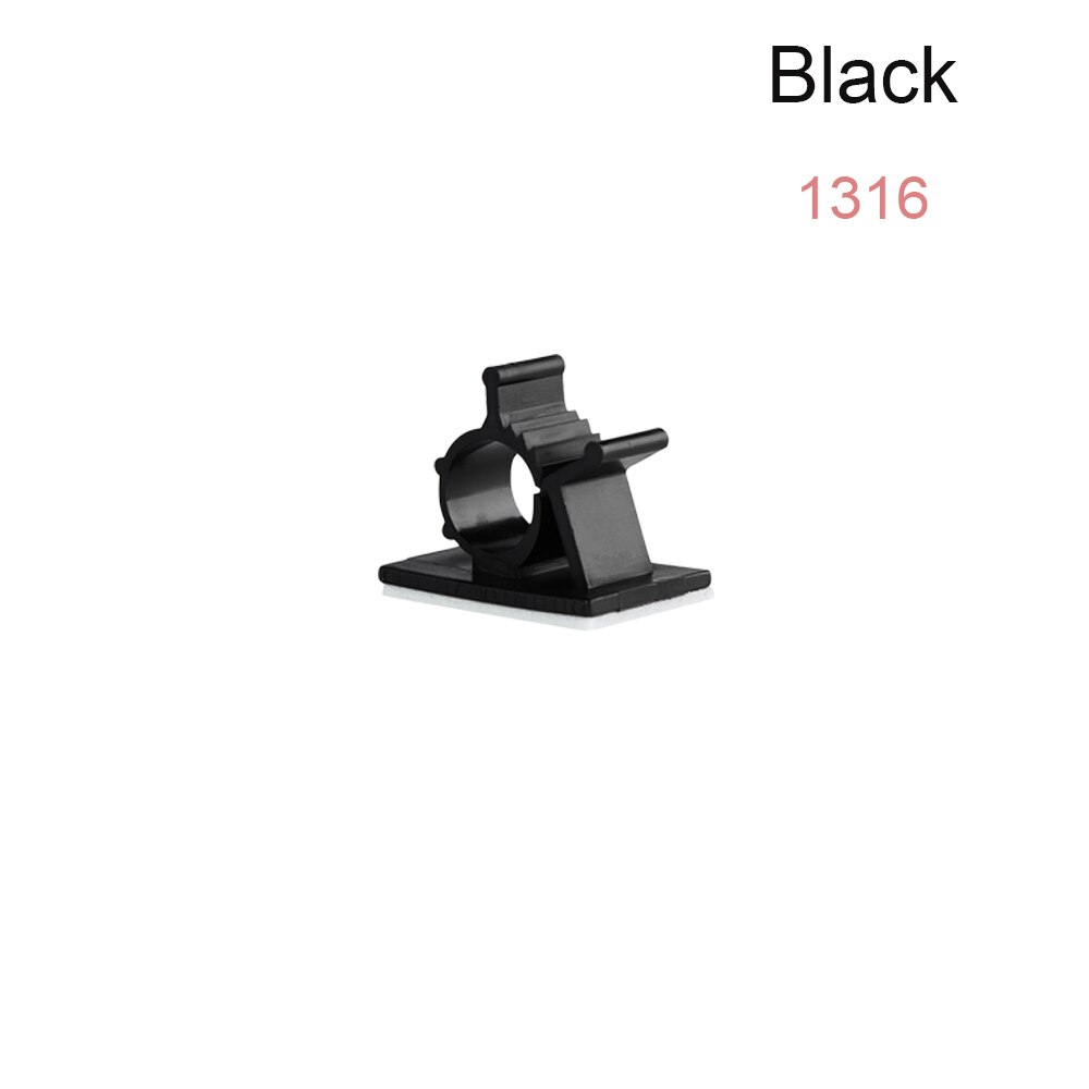 10 stk plastik kabel clips selvklæbende ledning håndtering wire holder organizer klemme fastgørelse skrivebord klemme hvid sort: 1316 sorte