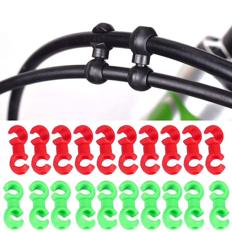 10x S Vormige Haak Clips Bike Brake Gear Cross Kabelbinder Tidy Clip Klem Plastic