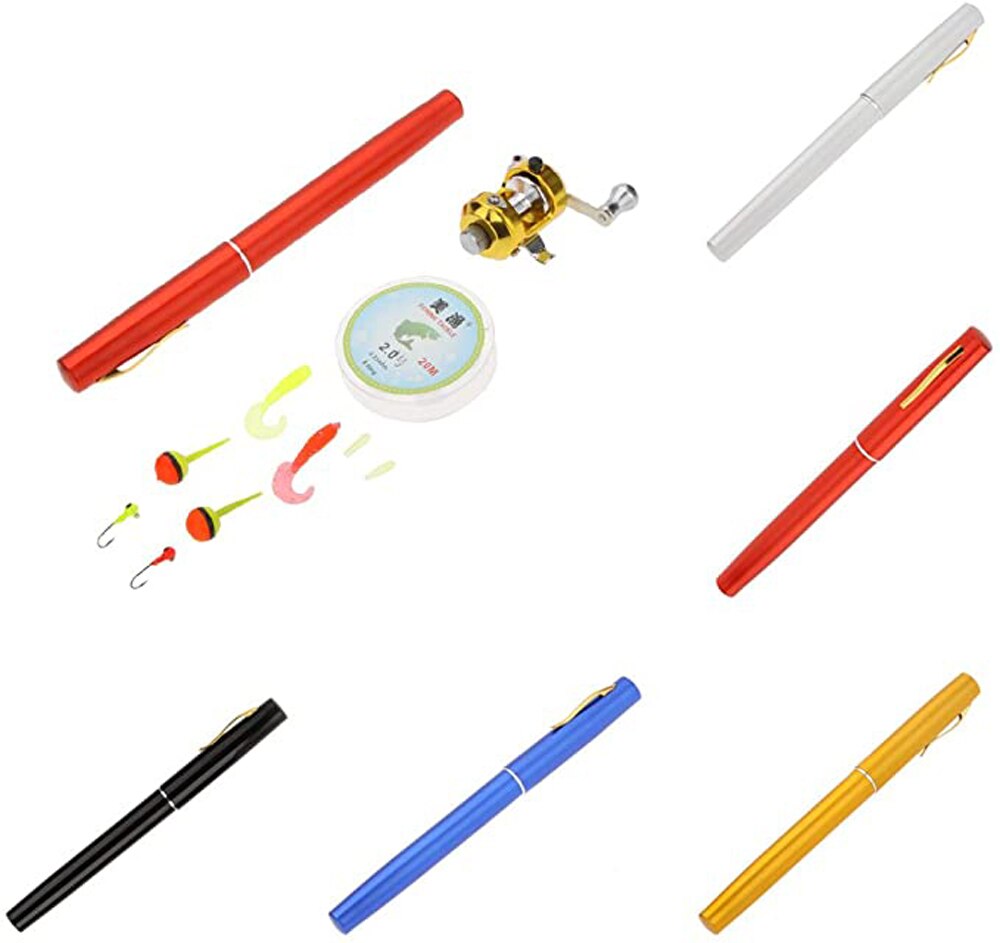 Mini Portable Pocket Fishing Rod / Aluminium Alloy / Pen Shape / 1M Fishing Reel / Soft Bait / Jig Hook Float Fishing Tackle