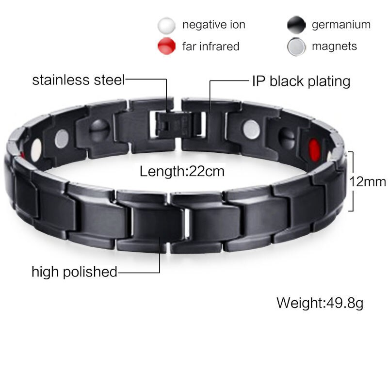 Mannen Vrouwen Rvs Gezondheid Magnetische Armbanden Power Therapie Armbanden voor Artritis Polsband Verstelbare: 4