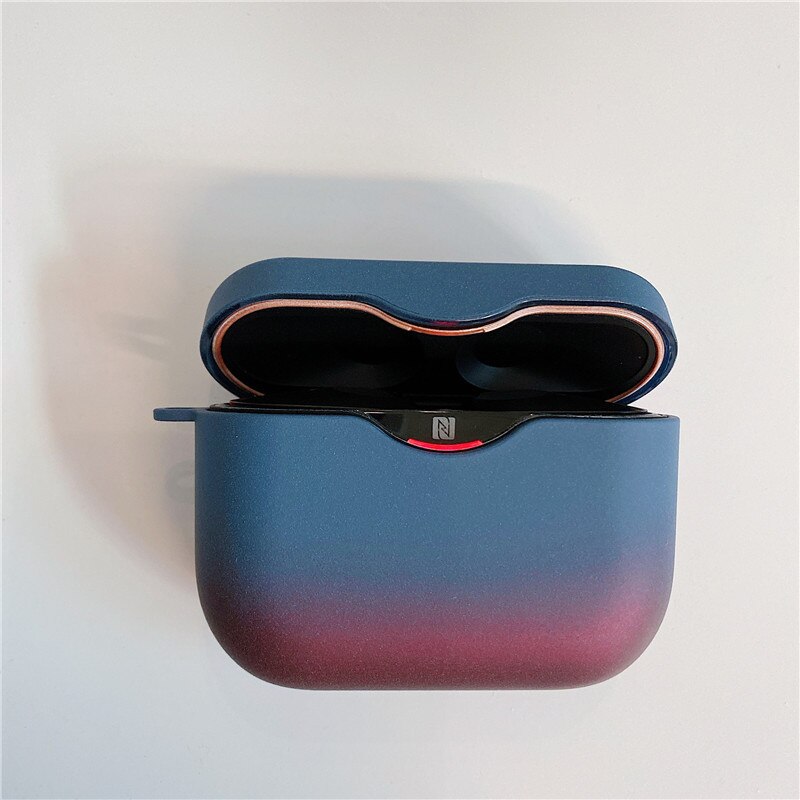 Earphone Case For SONY WF-1000XM3 Gradient Color Headset Protective Case Wireless Bluetooth Headset Accessories Charging Box: Blue red