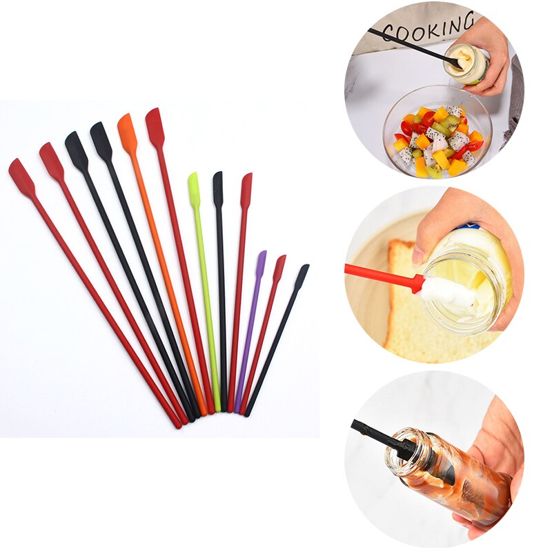 4pcs Mini Silicone Spatula Set Lengthened Jam Spatula Cosmetic Bottle Spatula Fruit Sauce Scraper Kitchen Utensils Accessories