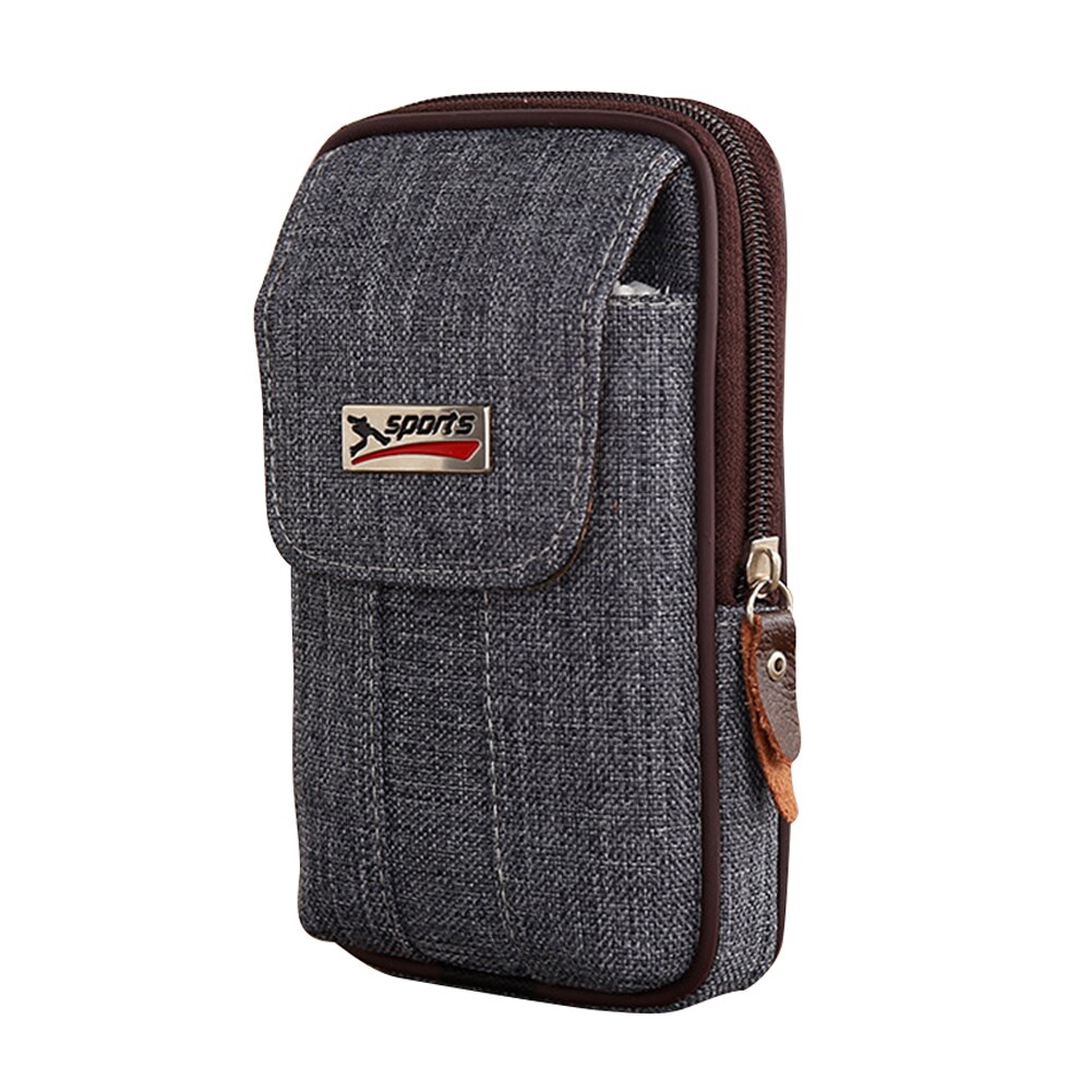 Bolso de cintura de Fanny Casual para hombre, bolso de bolsillo de lona, pequeño teléfono móvil para viajes al aire libre, decoración de negocios: Grey