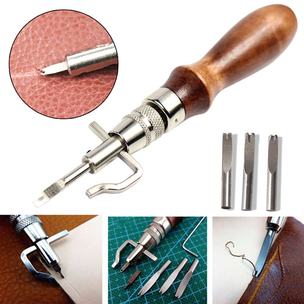 5 In 1 Grooving Tool Cut Boren Gaten Multifunctionele Trencher Rand Drukken Voor Leer