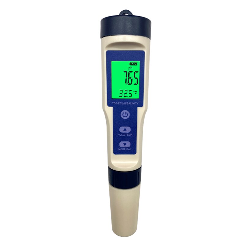 5 in 1 Water Detection Tester PH/TDS/EC/Temp/Salinity Meter PH Meter Tester TDS Pen for Drinking Water With Backlight