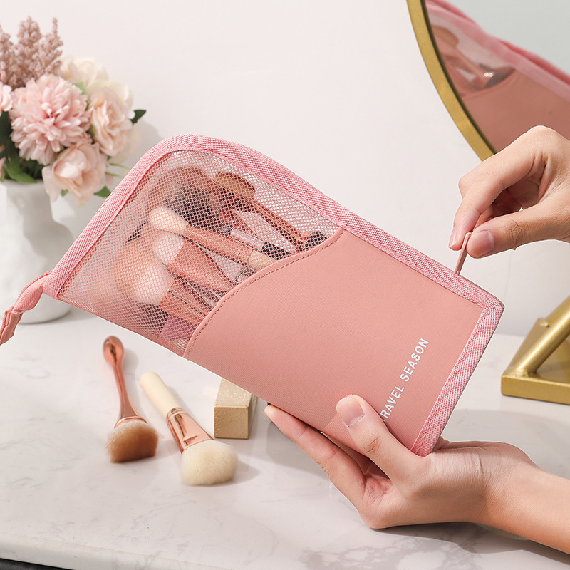 1 Pc Stand Cosmetische Tas Voor Vrouwen Clear Rits Make-Up Tas Reizen Vrouwelijke Make-Up Borstel Houder Organizer Toilettas