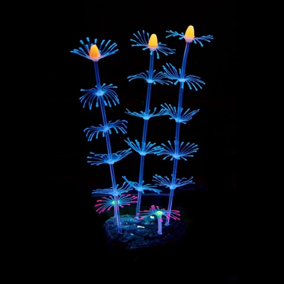 thumbnail image 2 of 4-Pack Glow-in-the-Dark Silicone Fish Tank Decorations - Safe, Soft Coral For Aquariums 2 of 4