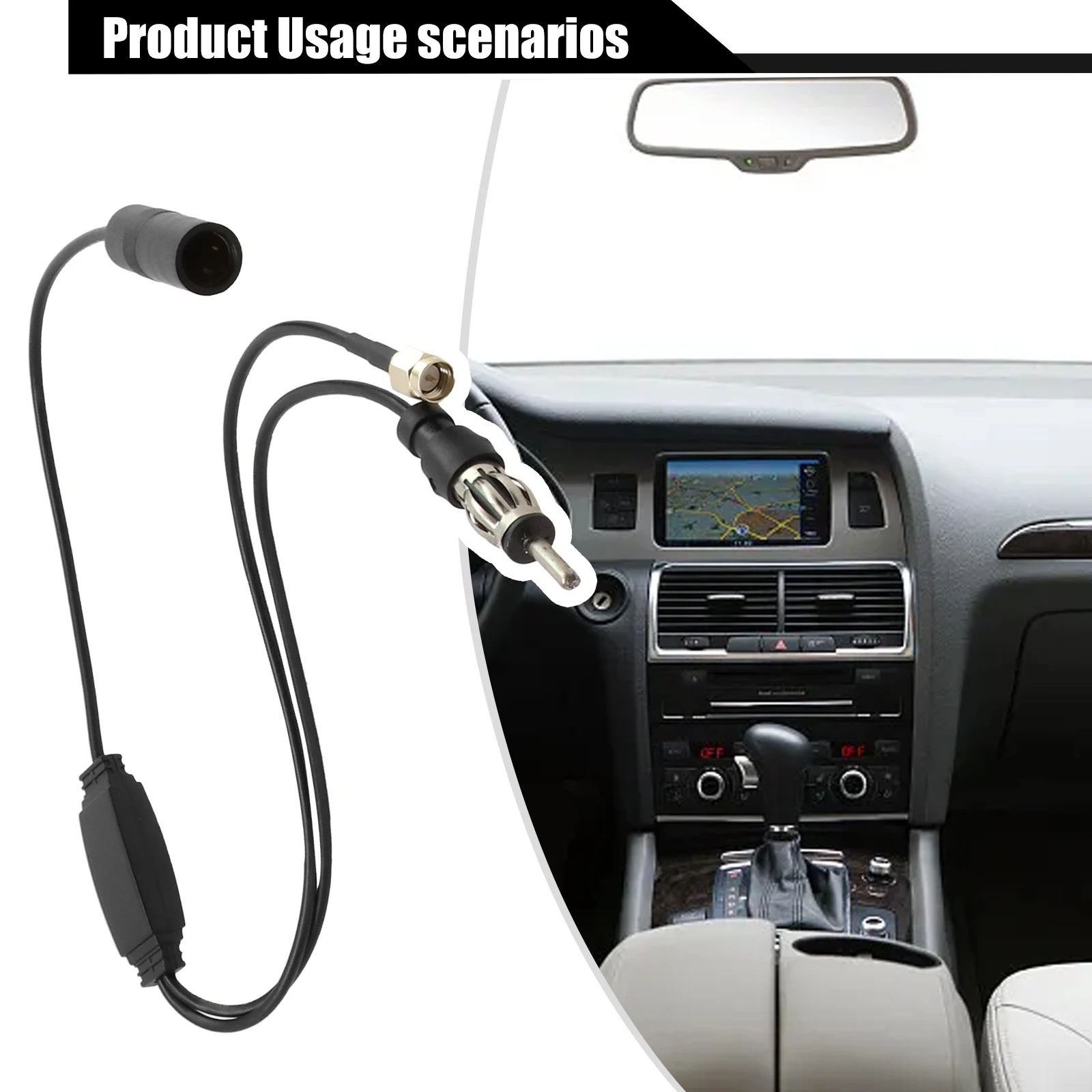 1 stks FM/AM DAB + Autoradio Actieve Antenne Antenne Splitter Adapter Kabel SMA Converter DAB Radio Converter Splitter