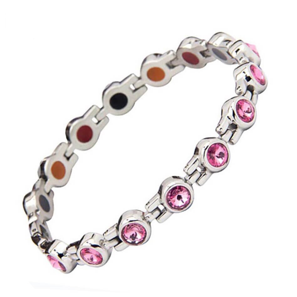 Rhinestone Woman Magnetic Power Bracelet Health Energy Gold Jewelry Lady Stainless Steel Bracelets Bangles: C2