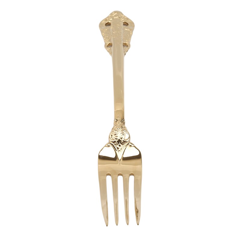 Cuillères et fourchettes à Long manche | Service de table rétro Vintage en relief en or sculpté, glaces thé cuillère à café articles de table pour la maison: Meal Fork
