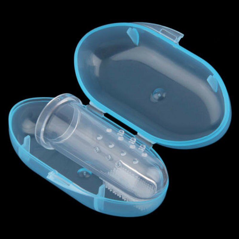 Bébé doigt brosse à dents enfants dents outil de soin clair Silicone souple bébé brosse à dents en caoutchouc nettoyage bébé brosse avec boîte: B