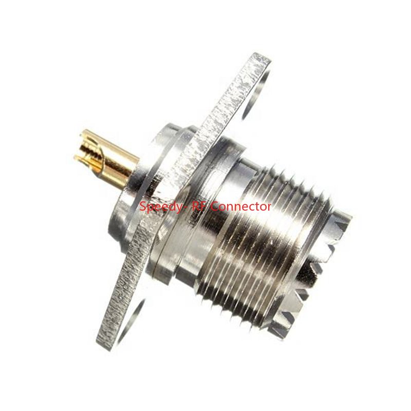 UHF SO239 SO-239 SL16 Female Jack 4hole Flange Connector UHF Socket Mount Solder for Panel Chassis Coaxial Adapter Brass Copper