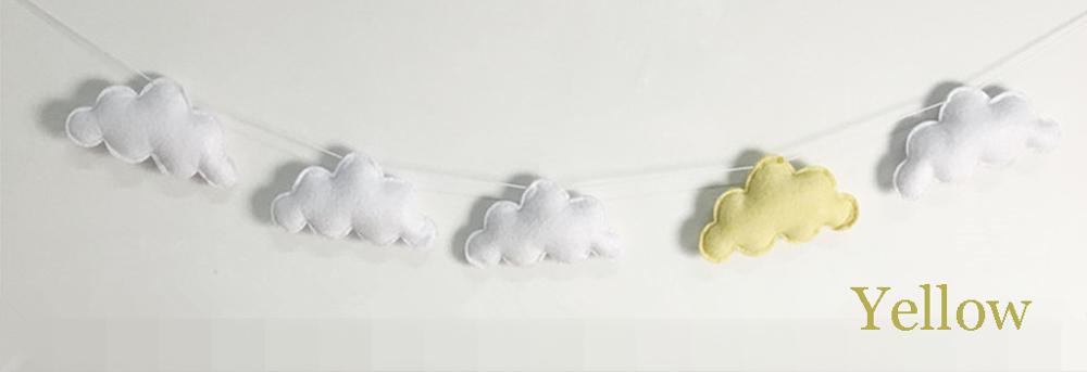 INS feutré nuage guirlande décoration murale suspendue, ornements nordiques, rideau de lit de bébé, décoration suspendue, tentes de chambre d&#39;enfants, décor suspendu: yellow