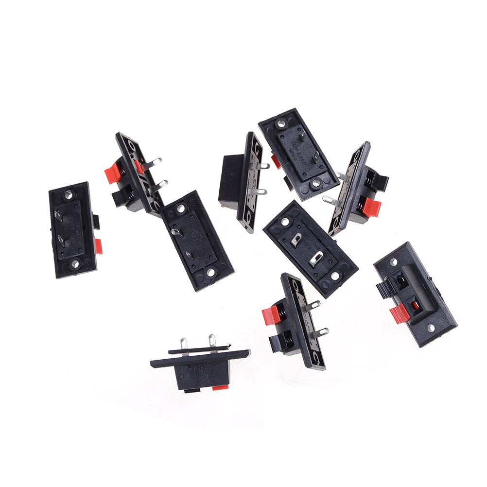 2 Positions Connector Terminal Push in Jack Spring Load Audio Speaker Terminals 10 Pcs