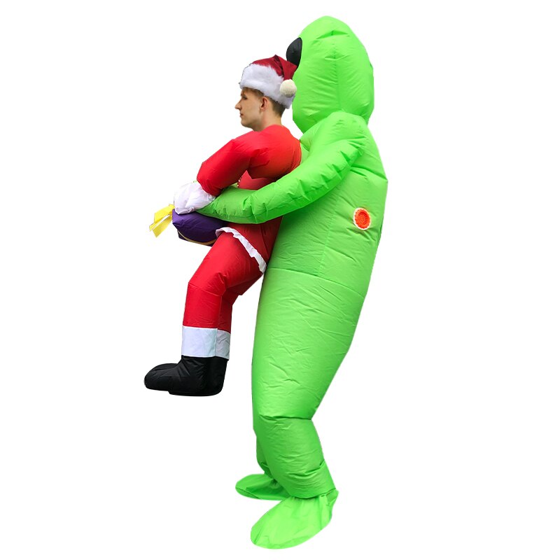 Christmas Green Alien costume Adult Funny Inflatable Santa claus Costume Monster Suit Party Carnival Costumes Year