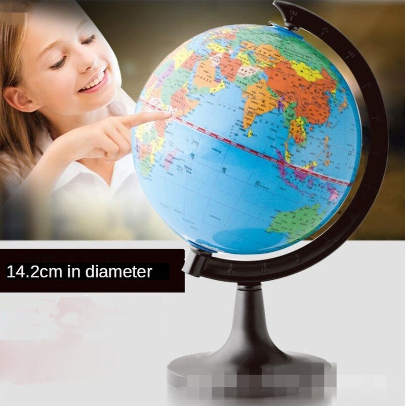 Desktop Globe Rotating Swivel World Map Teaching HD PVC Earth Atlas Geography Globe Kids Toy Educational Ornament 14.2Cm/10.6cm