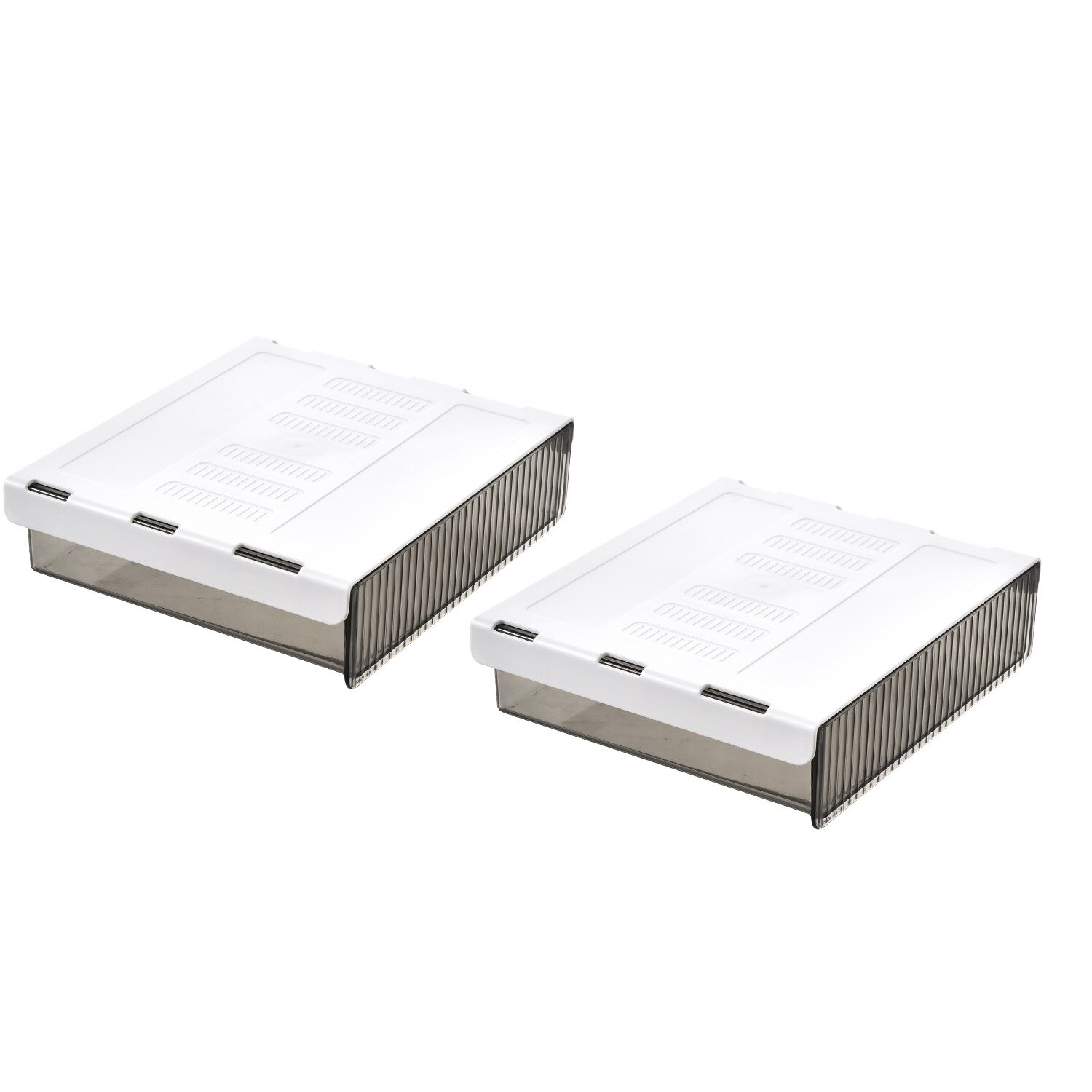 Cajón organizador de gran capacidad para debajo del escritorio, bandeja autoadhesiva, caja de almacenamiento para mesa, cajón de papelería para oficina, organizador para el hogar: 2pcs black