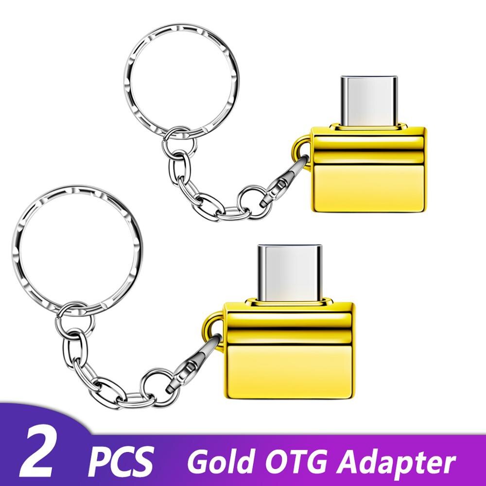 Otg Type C Adapter Usb Naar Type-C Converter Voor Mobiele Telefoon Tablet Draagbare Usb C 2.0 Plug Lading data Schijf Connector: 2 Gold Type C Plug