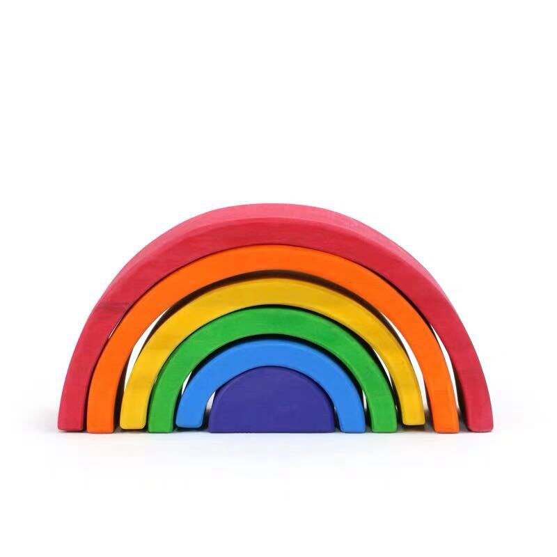 FAI DA TE in legno per bambini arcobaleno giocattolo di legno creativo arcobaleno stacker equilibrio blocchi giocattolo del bambino Montessori giocattoli educativi per i bambini: 6PC Rainbow