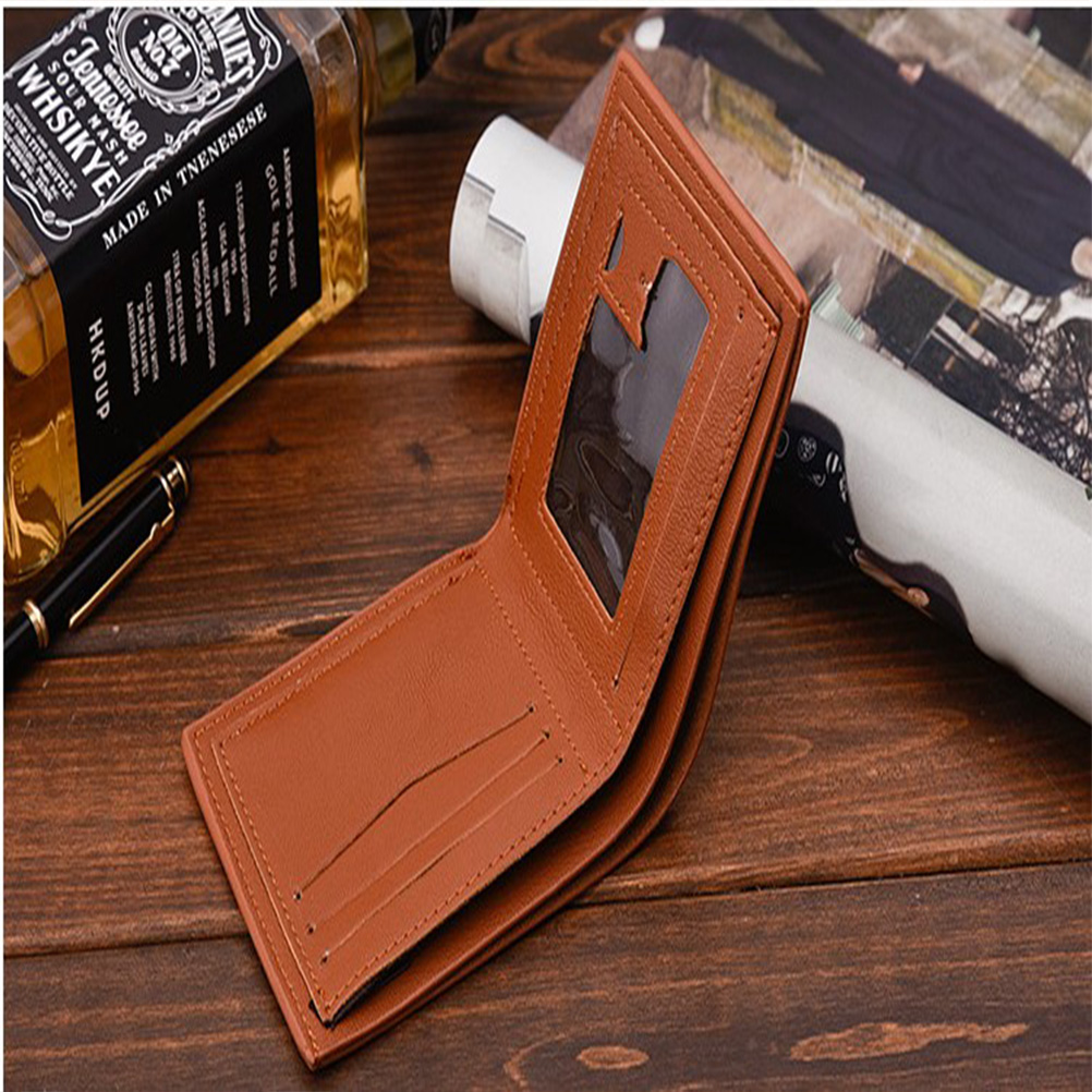 Men Wallets Solid Color Cross Pattern Open Multi Card Position Wallet Concise Wearable PU Leather Multi Position Wallet Purse