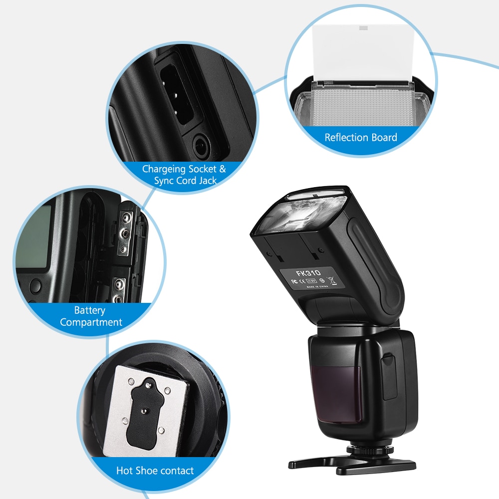 Universal trådløs kamera flash lys kamera speedlite  gn33 lcd med mini stativ til canon nikon sony olympus pentax dslr kamera