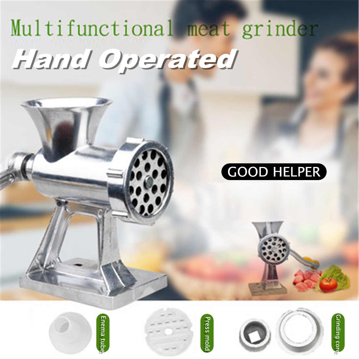 Manual Meat Grinder Beef Noodle Pasta Mincer Sausages Maker Aluminum Grinding Machine Kitchen Tools Gadgets Hand Operated
