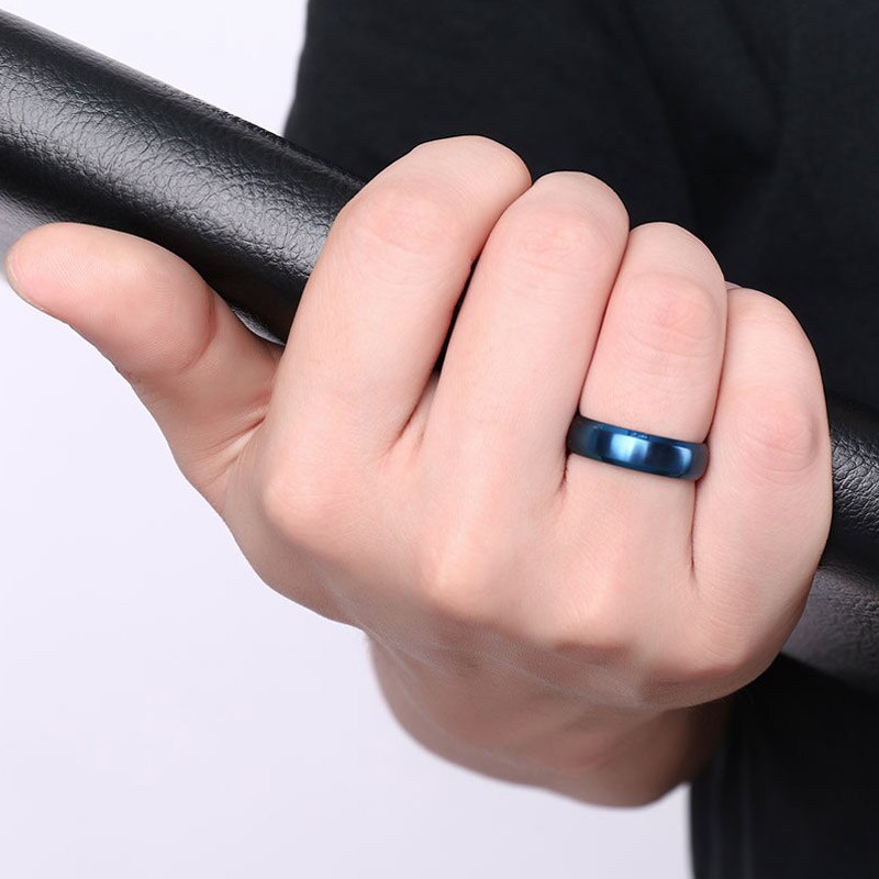 Anillo azul clásico para hombre, joyería de acero inoxidable, de de boda, talla de EE. UU. 4 5 6 7 8 9 10 11 12 13 14