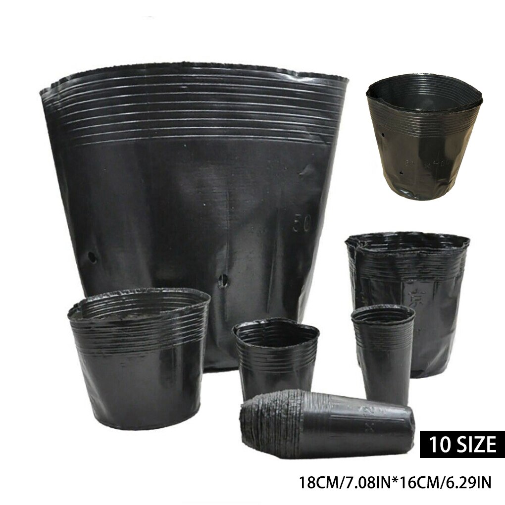 100Pcs Black Plant Potten Kwekerij Zaaien Potten Thuis Tuin Kwekerij Potten Kasplant Nursery Bloem Planten Zaailing Groeien Pot: 10 16x15cm