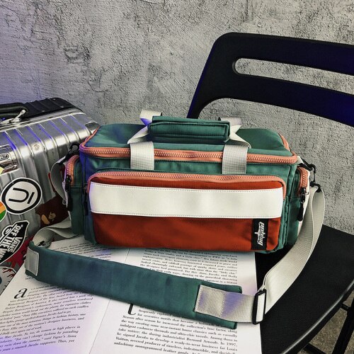 Een Schouder Messenger Bag Mannen Tij Grote Capaciteit Mannen Handtas Camera Tas Reistas Kleine Sport Fitness tas Tij: green