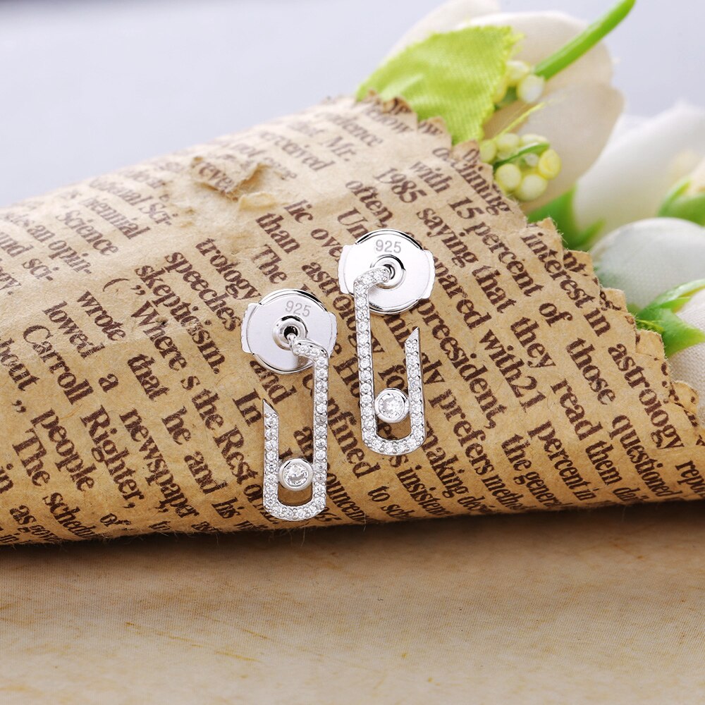 SHADOWHUNTERS oryginalny 925 szterling srebro ruszaj się kolczyki z kamykami wyczyść CZ dla kobiet mała biżuteria ślubna akcesoria robić robienia