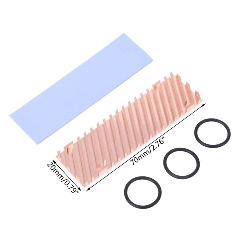 Juego de disipador de calor de disco duro de estado sólido de cobre puro, 70x20x1,5/2/3/4/6mm, alta conductividad térmica, disipador de calor delgado de alta velocidad