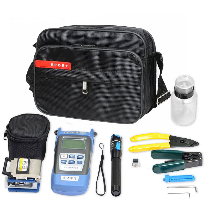 Fiber Optik FTTH Werkzeug Bausatz mit FC-6S Fiber Spalter und Optische Energie Meter 10km Visuellen Fehler Lokalisierer Draht Stripper CFS-2