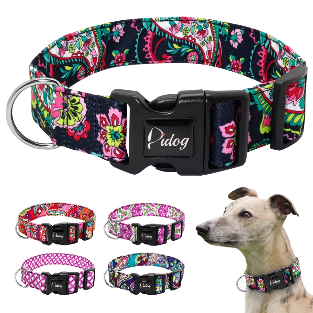 Nylontrykt hundehalsbånd justerbar fransk bulldog pitbull hundehalsbånd til mellemstore hunde beagle bulldog halsbånd perro
