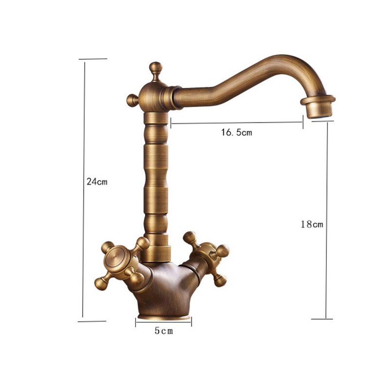 Antique Brass Kitchen Faucet 360 Swivel Bathroom Basin Sink Mixer Tap Crane
