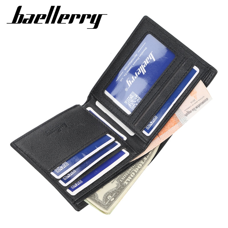 Baellerry Business Portemonnee Zacht Leer Mannen Korte Slim Europese En Amerikaanse Multi-Card Plaid Portemonnee Jeugd Mode Kaart tas