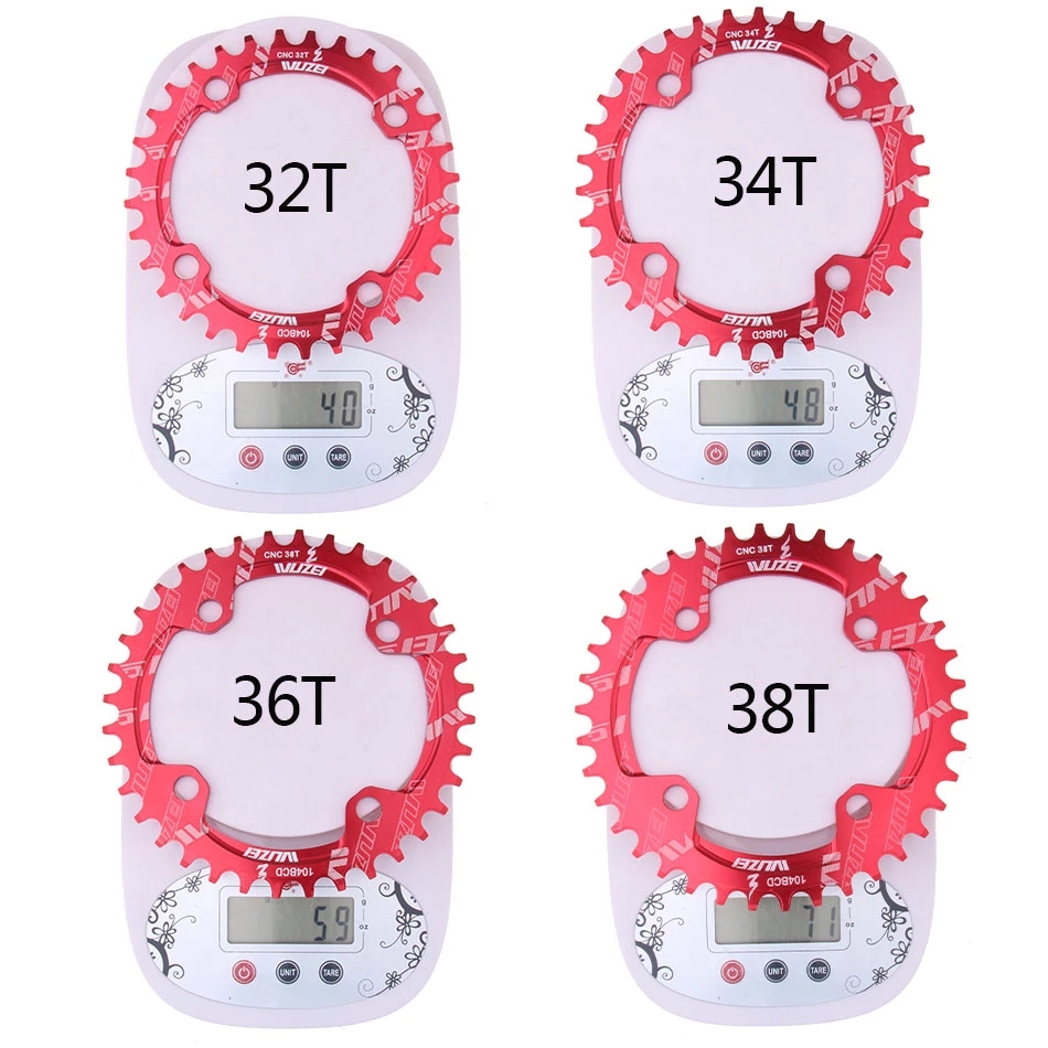 Wuzei 104 bcd crown mtb monoplates kettingblad mountainbike kettingblad 36 34 32 38 40 42 30 tanden fiets smal breed tandwiel