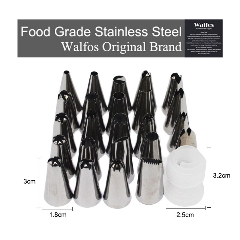 WALFOS 25 stks/set Grote Roestvrij staal Icing Piping Nozzles Pastry Tips Set Keuken Accessoires Cake Decorating tang