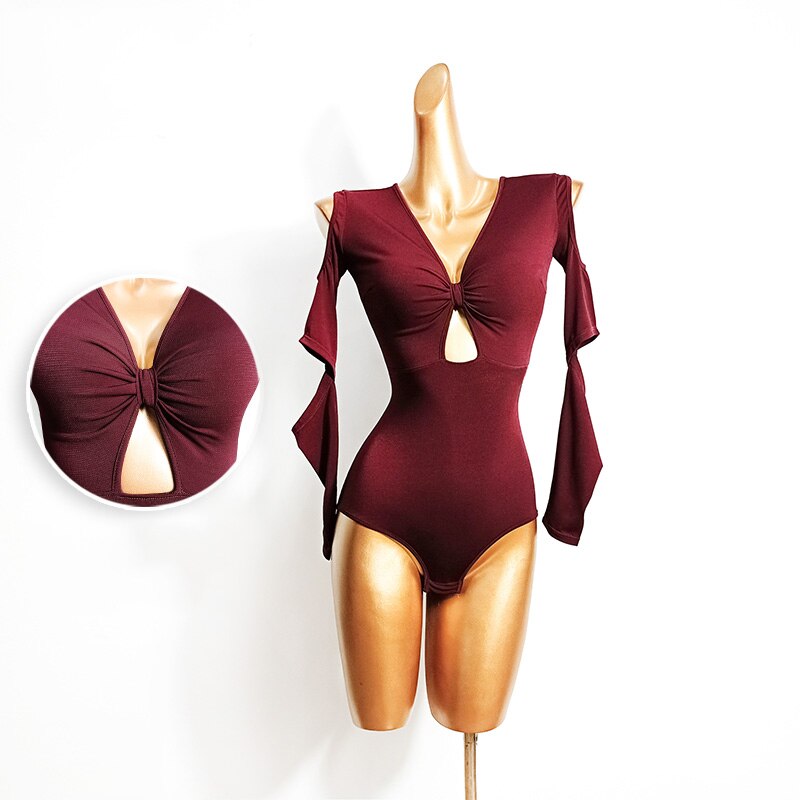 Falda de baile latino para mujer, falda negra plisada Irregular, vestido de práctica de Samba Rumba Tango, Ropa de baile para actuación de adultos VDB2572,: Red Tops / XL