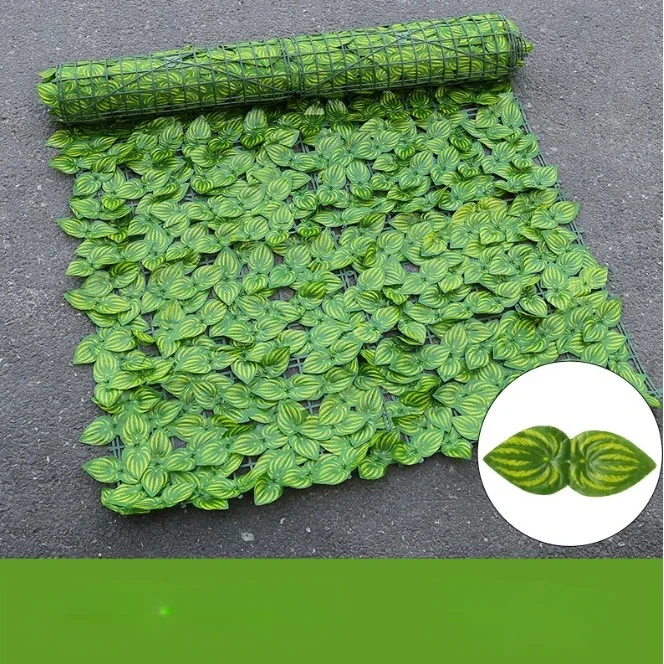 Hage plante gjerde kunstig faux grønt blad personvern skjermpaneler råtnende utendørs hekk hage hjem dekora 0.5 x 1m: M / Fluorescensgul