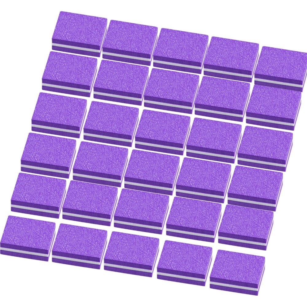 Mini limas para uñas, 30 Uds., bloques de pulido, doble cara, tope de lijado de uñas, esponja UV, herramientas de manicura pedicura: NF3007 Purple 30pcs