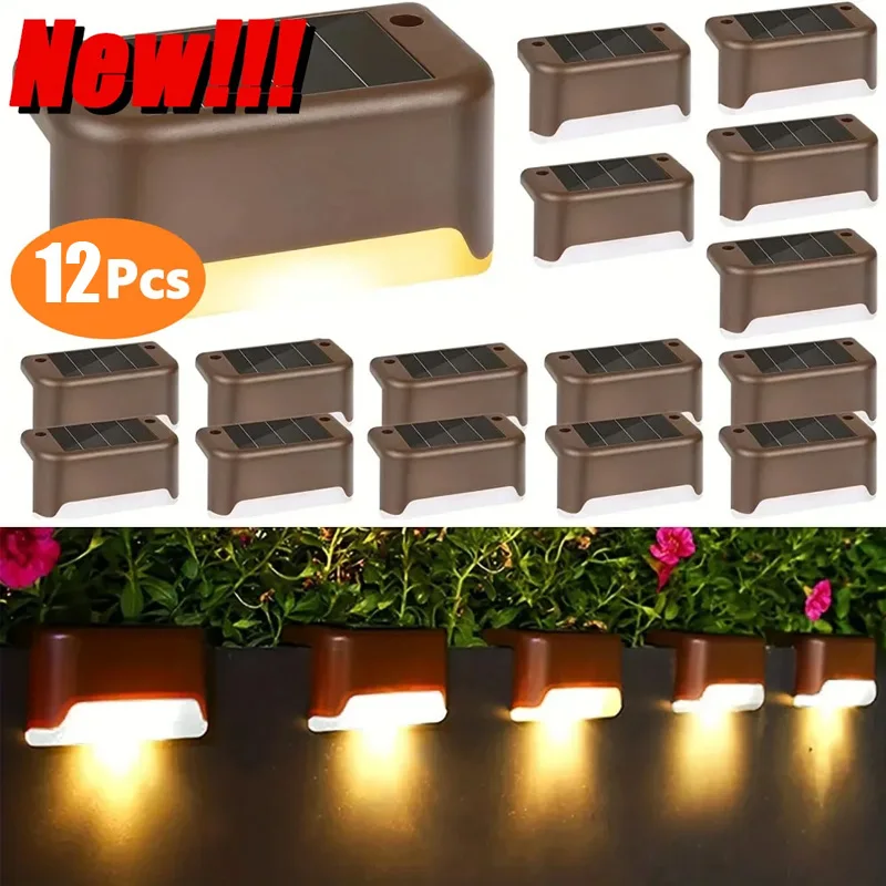 1-12 Pack Solar Deck Lights Buitenverlichting Waterdichte Led Solar Lamp Voor Reling Trappen Opstap Hek Tuin Patio En Pad