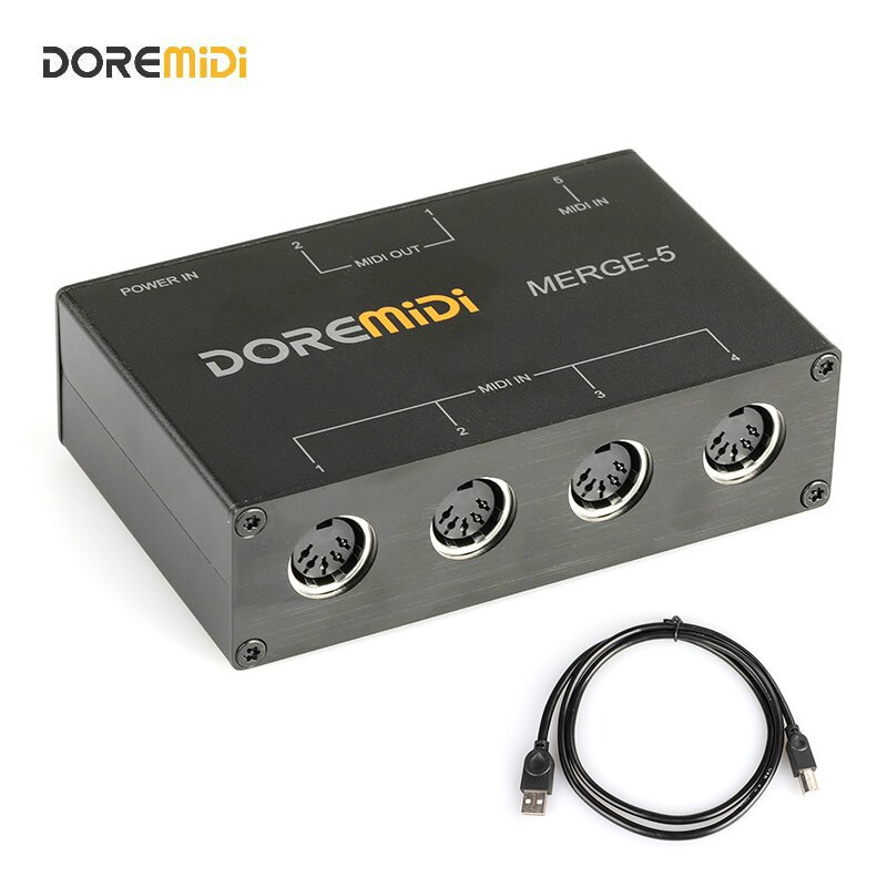 Doremidi Upgrade Midi Fusie 5 Midi Input 2 Midi Uitgang Ondersteuning Usb Power Samenvoegen-5 Box Converter Adapter controller