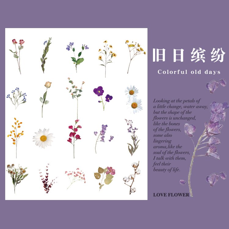 40Pcs Natuur Fotoboek Huisdier Grote Deco Stickers Plant Bloem Blad Transparante Kogel Journaling Accessoires Esthetische Stickers: I