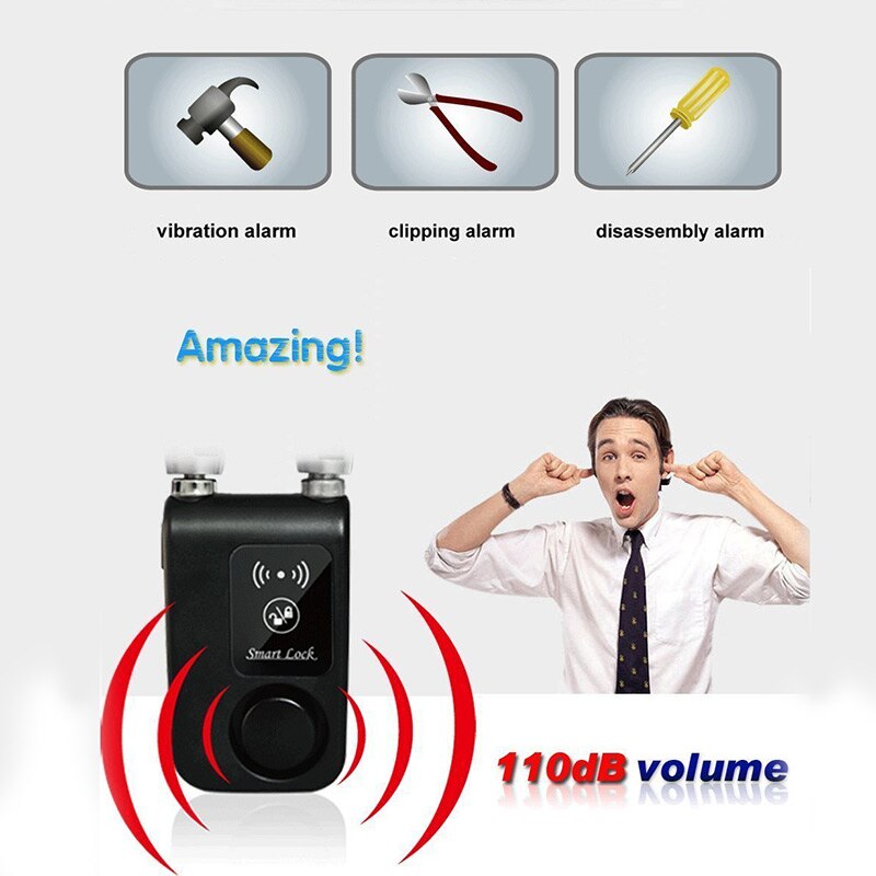 Bicycle Lock Anti-Lost Alarm Keyless Bike Motorcycle Gate Door Anti Theft Alarm 110dB Phone APP Control Bluetooth Smart Lock 0.2